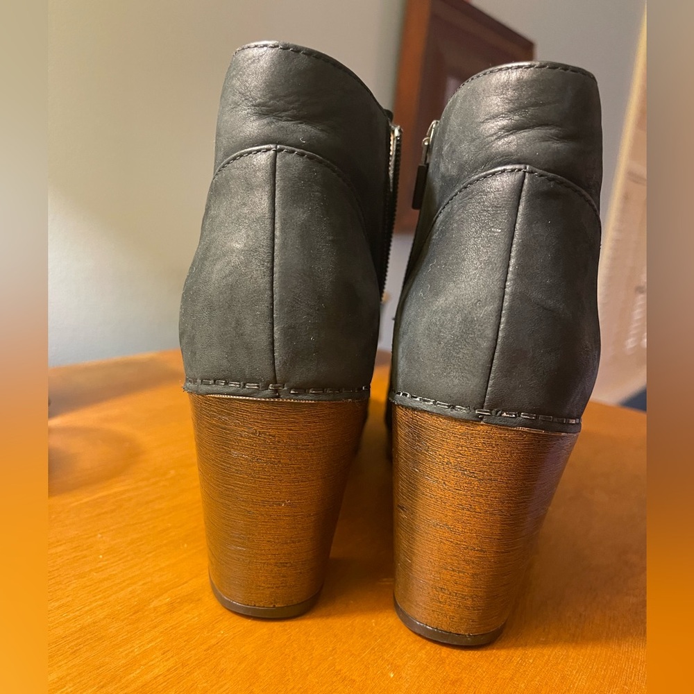 Dansko Delphine⚡️ Black Peep-Toe Wedge Booties ⚡️ - Picture 2 of 11